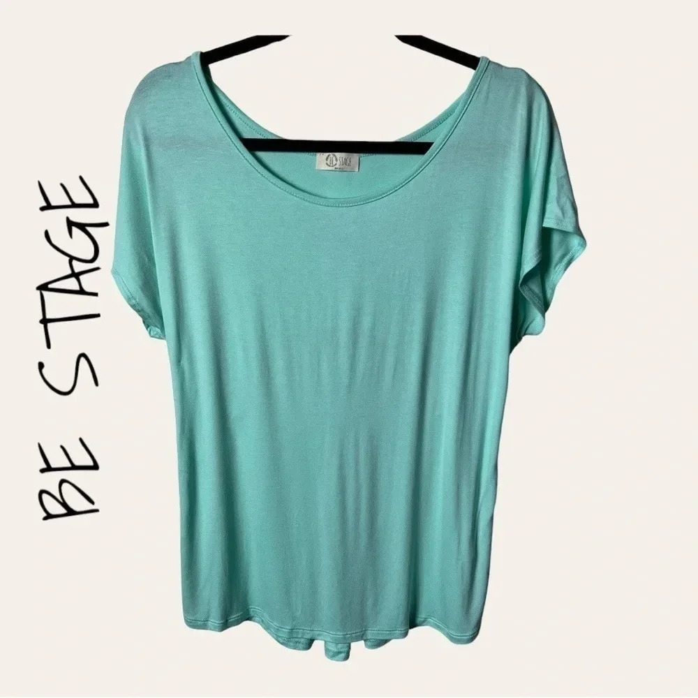 0424W. Be STAGE SUMMER JERSEY TOP AQUA IN COLOR SIZE LARGE‎
